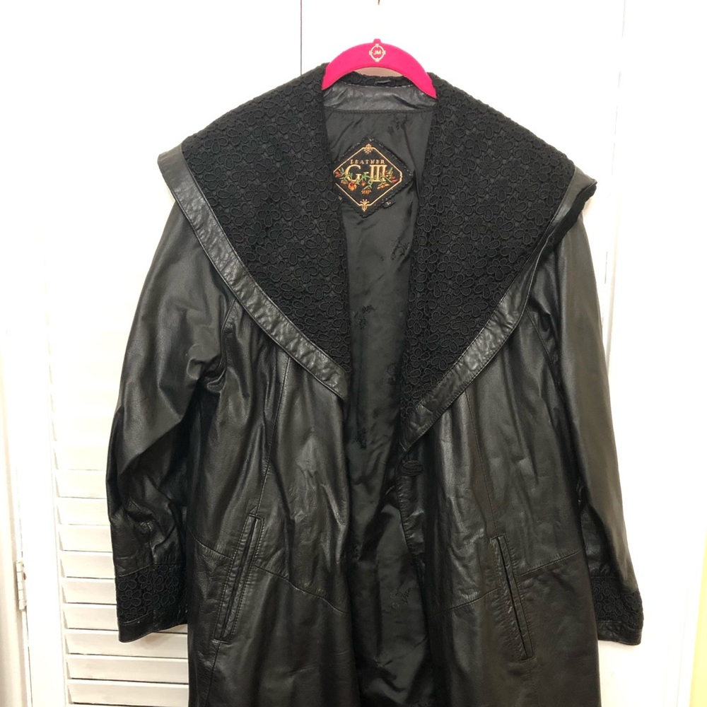 Vintage Black Leather Coat